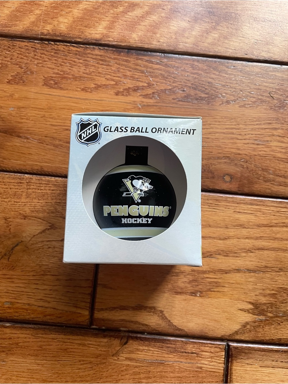 NHL Pittsburgh Penguins Black and Gold Glass Ornament